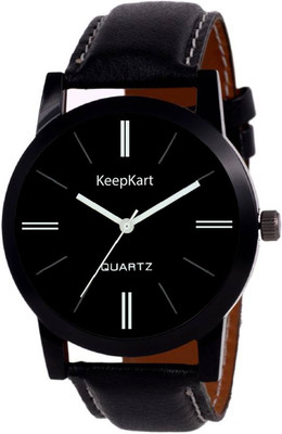 View keepkart Black Leather Strap Stylish Designer Watch For Boys And Girls And Men And Women Watch  - For Couple Wrist Watches Price Online(Keepkart)