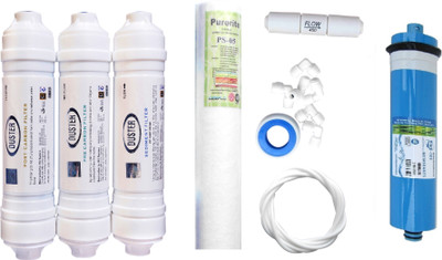 

Bluenova 1 Year RO service Kit with Duster Inline set, Hi-tech 75 GPD membrane, Spun and Other Accessories Solid Filter Cartridge(5, Pack of 8)