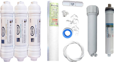 

Bluenova 1 Year RO service Kit with Duster Inline set, Hi-tech 80 GPD membrane, Housing (MH), Spun and Other Accessories Solid Filter Cartridge(5, Pack of 8)