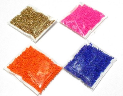 GOELX Seed Beads Combo Pack Glass Beads For Jewellery Making,Craftworks,Diy Projects - Golden, Pink, Orange and Blue