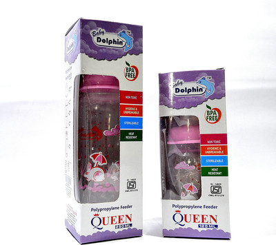 

Dolphin Baby Products QUEEN FEEDING BOTTLE SET OF 2 - 250 ML & 125 ML - 250 ml(Pink)