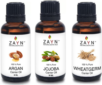 

Zayns Best carrier oil combo - Argan oil- Jojoba Oil - Wheatgerm oil - 30 Each with easy to use dispenser pump(90 ml)