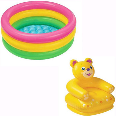 

PRESENTSALE 2 Feet Bath Tube With Teddy Chair Inflatable Chair Bath Toy(Multicolor)