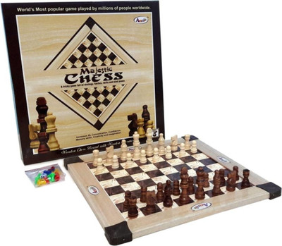 Royal Collections Majestic Wooden Chess Board and Wooden Chessmen Board Game Board Game available at flipkart for Rs.499
