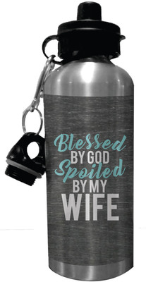 

Giftsmate Valentines Day Gifts Blessed By God Spoiled By My Wife Stainless Steel Sipper Water Bottle 600 ml Sipper(Pack of 1, Multicolor)