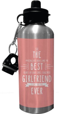 GIFTSMATE Valentines Day Gifts The Best Girlfriend Ever Stainless Steel Sipper Water Bottle 600 ml Sipper(Pack of 1, Multicolor, Steel)