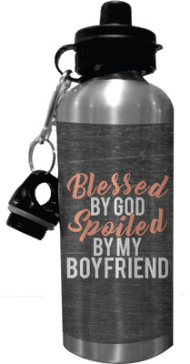 

Giftsmate Valentine Gifts Blessed By God Spoiled By My Boyfriend Stainless Steel Sipper Water Bottle 600 ml Sipper(Pack of 1, Multicolor)