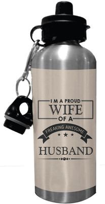 

Giftsmate Valentine Gifts I am A Proud Wife Of a Fraking Awesome Husband Stainless Steel Sipper Water Bottle 600 ml Sipper(Pack of 1, Multicolor)