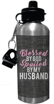 

Giftsmate Valentines Day Gifts Blessed By God Spoiled By My Husband Stainless Steel Sipper Water Bottle 600 ml Sipper(Pack of 1, Multicolor)