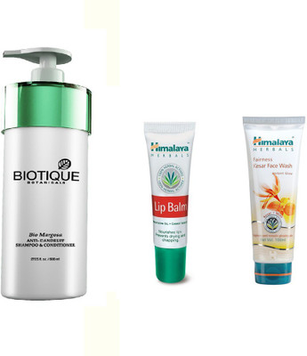 

Himalaya Fairness Kesar Face Wash, Lip Balm, Biotique Anti Dandruff Shampoo & Conditioner(Set of 3)