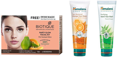 

Himalaya Tan Removal Orange Face Wash, Party Glow Facial Kit, Purifying Neem Face Wash(Set of 3)