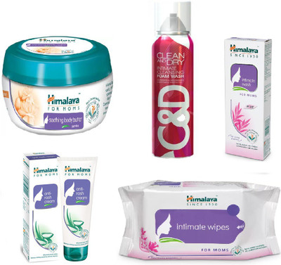 

Himalaya Soothing Body Butter Jasmine, Clean And Dry Foam Wash, Intimate Wash, Anti Rash Cream, Intimate Wipes(Set of 5)