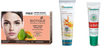 

Himalaya Fairness Kesar Face Wash, Lip Balm, Party Glow Facial Kit(Set of 3)