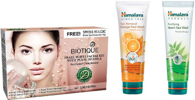 

Himalaya Tan Removal Orange Face Wash, Pearl White Facial Kit, Purifying Neem Face Wash(Set of 3)