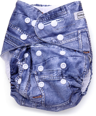 

Triple B Reusable Cloth Diaper With Microfiber Insert - Denim Print - Navy Blue - L