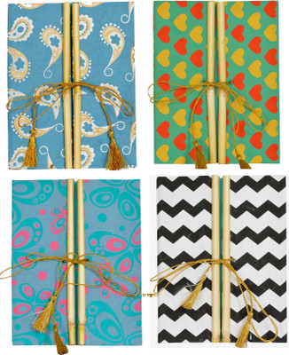 

DI-KRAFT A5 Diary(SET OF 4 HANDMADE PAPER BAMBOO LOCK DIARY, Multicolor4, Pack of 4)