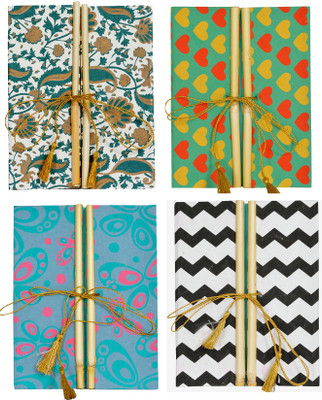 

DI-KRAFT A5 Diary(SET OF 4 HANDMADE PAPER BAMBOO LOCK DIARY, Multicolor3, Pack of 4)