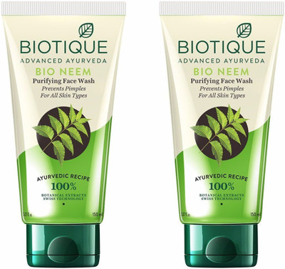 

Biotique Bio Neem Purifying for Oily Acne Prone Skin(Pack of 2) (150*2=300) Face Wash(150 ml)