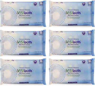 

Visibath Large Size Bed Bath Towel ( 10N per pack ) For Sponge Cleansing & Refreshing wipes Size(320x320mm) Set Of 6 Packs(Pack of 60)