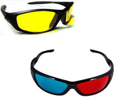 

ATTRACTIVE HD VISION NIGHT GOGGLE WITH 3 D GLASS Motorcycle Goggles(Multicolor)