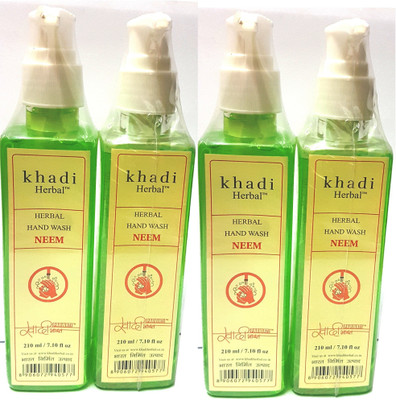 Khadi Herbal Neem Hand Wash - Pack of 4(840 ml, Pump Dispenser, Pack of 4)
