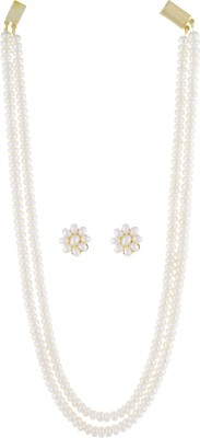 VISHAKA PEARLS AND JEWELLERS Alloy White Jewellery Set(Pack of 1)