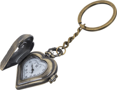 

Shubheksha Heart Shape Designer Pocket Watch Vintage Clock Metallic Key Chain