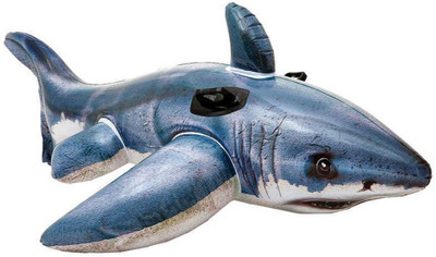 

Kiditos Inflatable Great White Shark Rider Ride On Beach Toy Swim Pool Float(Grey)