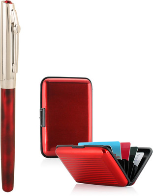 

Giftvenue Red Dark Marble Finish Roller Ball Pen Gift Set(Pack of 2)