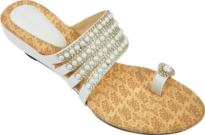 

Skoovf Women White Wedges