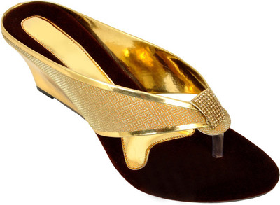 

Skoovf Women Gold Wedges