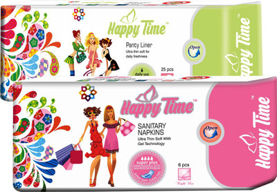 

Happy Time Combo 320 Ultra Sanitary Pads (6 pcs) & Panty Liner (25 pcs) Sanitary Pad(Pack of 31)