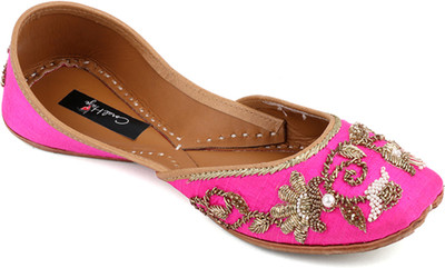 

Coral Haze Premium Quality Raw Silk Women's Punjabi Fashionable Stylish Jutti Pink Bellies For Women(Pink