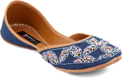 Coral Haze Premium Quality Denim Women's Punjabi Fashionable Stylish Jutti Blue Bellies For Women(Blue