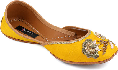 

Coral Haze Premium Quality Raw Silk Women's Punjabi Fashionable Stylish Jutti Yellow For Women(Yellow
