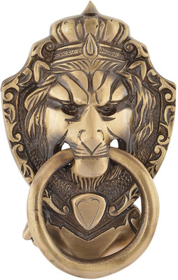 HOUZZPLUS Brass Victorian Style Door Knocker, Lion Mask Brass Door Knocker Decorative Showpiece - 15 cm(Brass, Gold) Flipkart