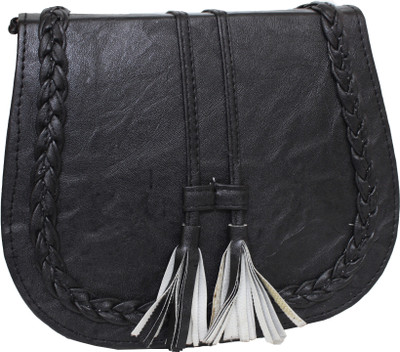 

Ravi Collections Women Casual Black PU Sling Bag