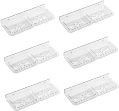

SSS - Acrylic Unbreakable Double Square Soap Dish Set of 6 pcs (Type - Double Square)(Clear)
