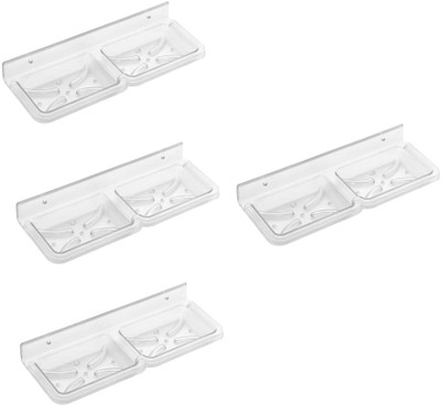 

SSS - Acrylic Unbreakable Double Square Soap Dish Set of 4 pcs (Type - Double Square)(Clear)