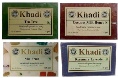 

Khadi Herbal Combo: Teatree, Coconut Milk Honey, Mix Fruit, Rosemary lavender Soap (500GMS)(500 g, Pack of 4)