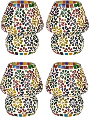Somil Shining Multicolor Hand Decorative With Colorful Beads & Chips Glass Table Lamp (Set Of 4) Table Lamp(18 cm, Multicolor, Yellow, Red, Blue, Green)