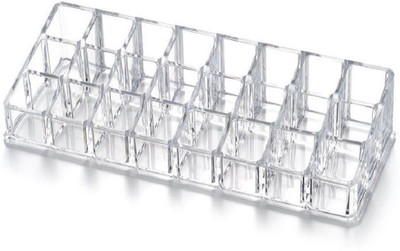 

Iktu Premium Acrylic Makeup Organizer 24 Compartments Space Storage, Super Crystal Clear For Lipstick, Brushes & more, Unbreakable Acrylic Lipstick Storage Holder Makeup Vanity Box(Clear)