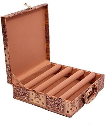 

Haryana Craft Golden Wood 4 Rods Bangle Box With Lock System Bangles Box Vanity Box(Golden)