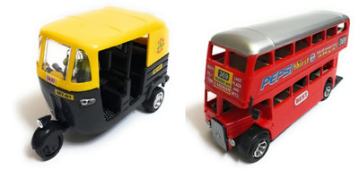 

The Game Begins Combo of Auto and Double Decker Bus, Small Size (Set of 2 pieces)(Multicolor)