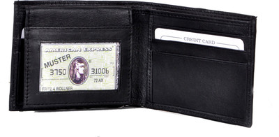 

leather plus plus Men Black Genuine Leather Wallet(11 Card Slots)