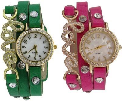 Talgo New Arrival Red Robin Season Special RRLOVEDORIPKGR 2018 Party Wear Collection for ( Combo Of 2 ) Love Dori- White Round Dial & Green & Pink Leather Dori Belt With Trendy And Beautiful Look Love Buckle RRLOVEDORIPKGR Watch  - For Girls   Watches  (Talgo)