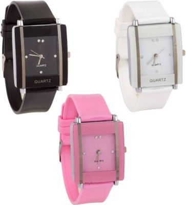 View SIMONE black white and pink square SQUARE MODEL Watch  - For Men & Women  Price Online