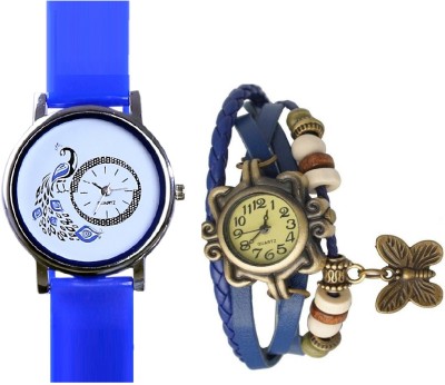 INDIUM NEW BLUE COLOR WATCH WITH BUTTERFLY FREEDOM COMBO WATCH WIT INTERNAL DESIGN PEACOCK WATCH COLLECTION FROM PLANET ZONE Watch  - For Girls   Watches  (INDIUM)