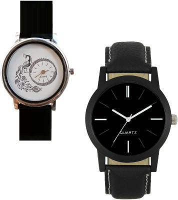 INDIUM NEW STYLIST BLACK COLOR COUPLE WATCH WITH NEW GIRL PEACOCK WATCH LATEST COLLECTION WITH NEW COLLECTION PLANET ZO Watch  - For Girls   Watches  (INDIUM)