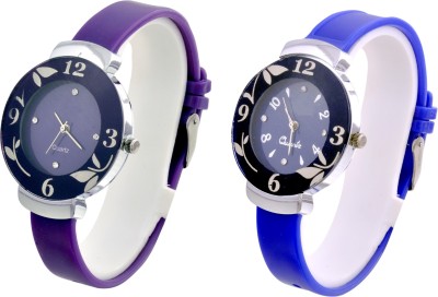 Rj creation D001 Glory new Fashionable Ladies Purple and Blue watch combo Watch  - For Girls   Watches  (RJ Creation)